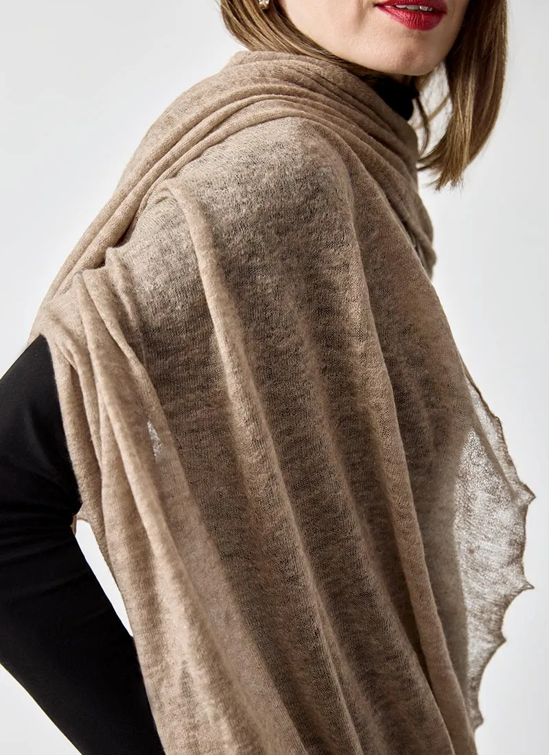 Airy Scallop Edge Cashmere Scarf