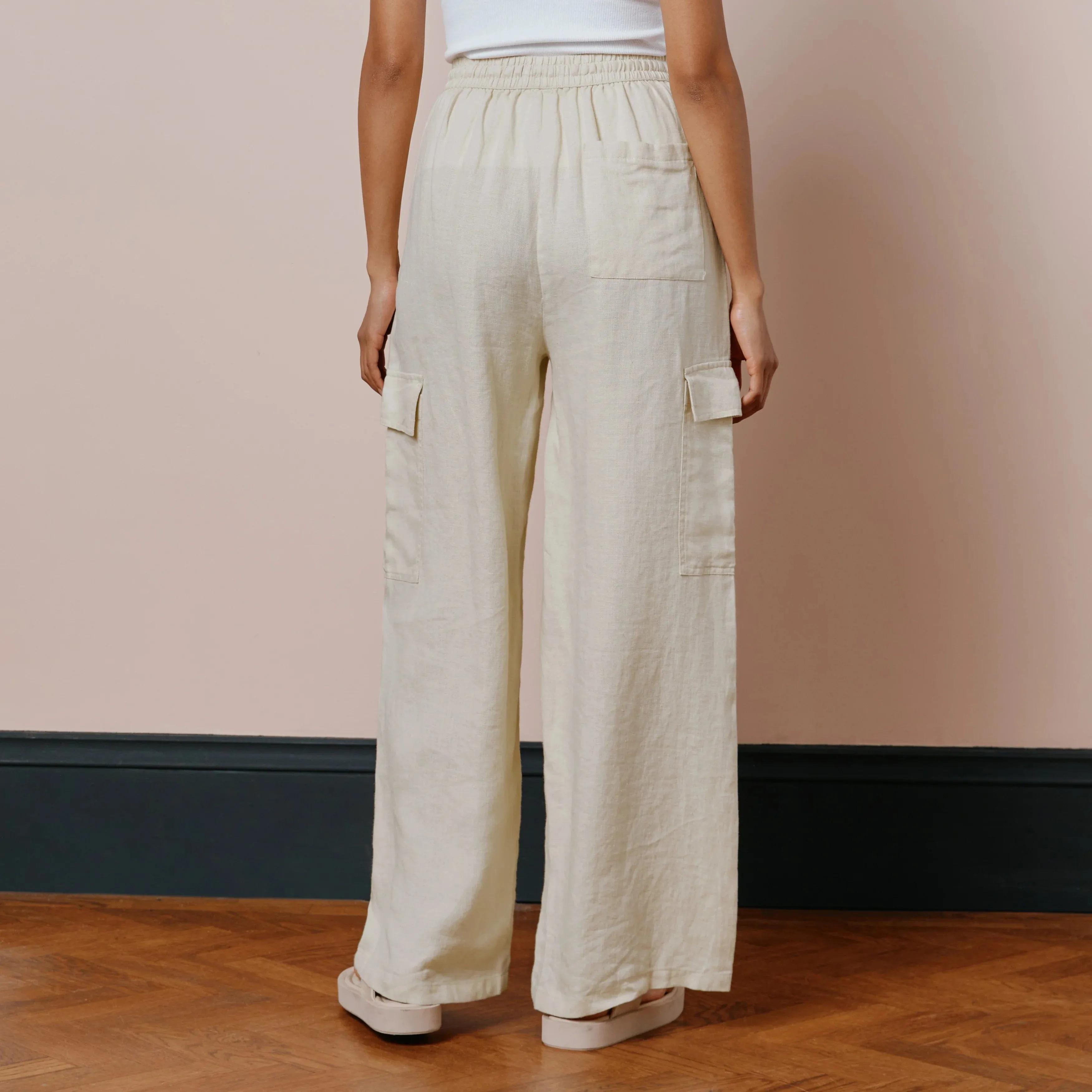 Albaray Drawstring Linen Cargo Trousers