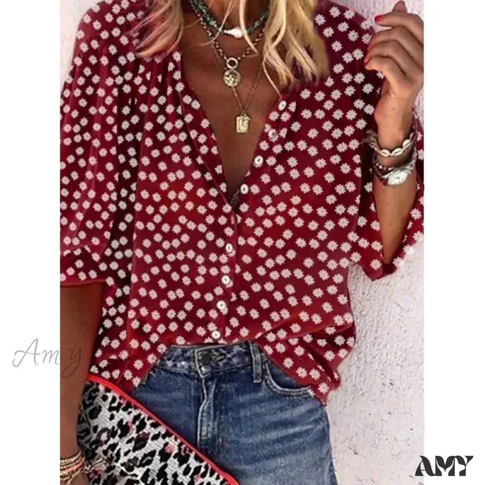 Amy Fashion - Loose Leopard Print Blouses