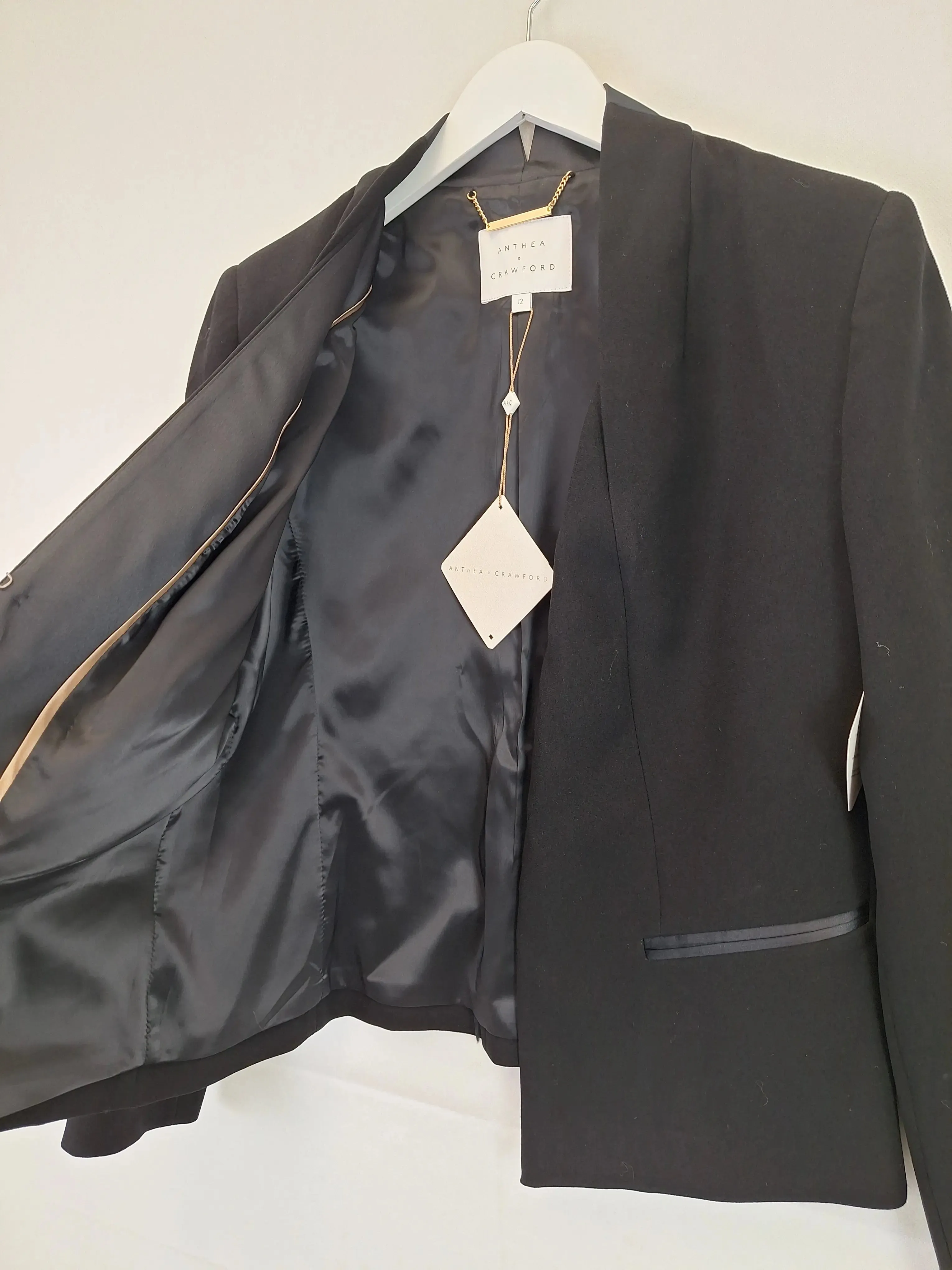 Anthea Crawford Structured Collarless Blazer Size 12