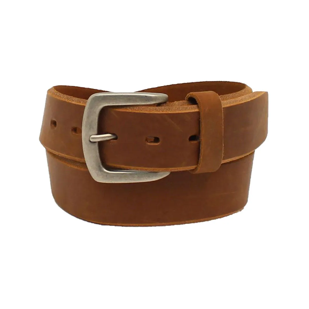 Ariat Men's Beveled Edge Embossed Logo Brown Leather Belt