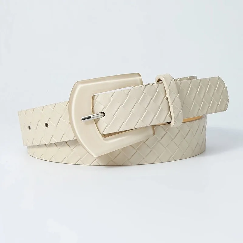 Basic Simple Style Solid Color Pu Leather Resin Patchwork Women's Leather Belts