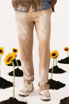 Brushed Acid Wash Camel Brown Trousers