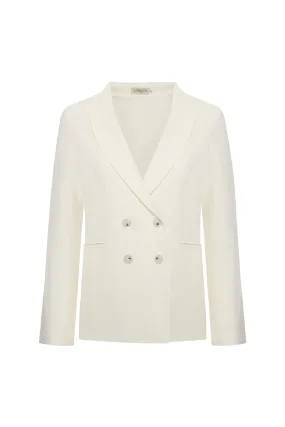 CASSIE OFF-WHITE LINEN PLEATED BLAZER