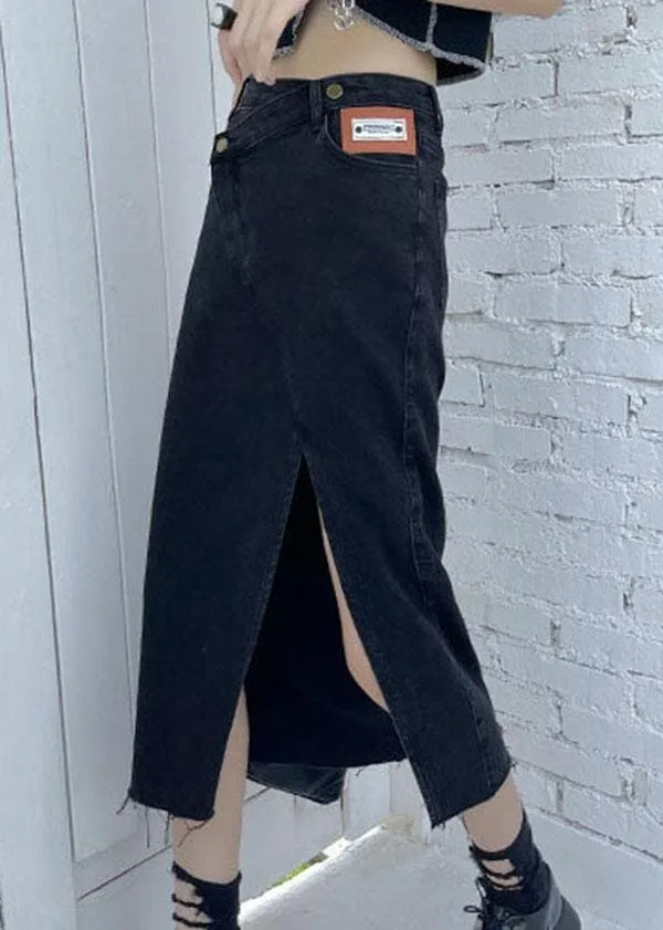 Casual Black Summer High Waist Denim Casual Skirts