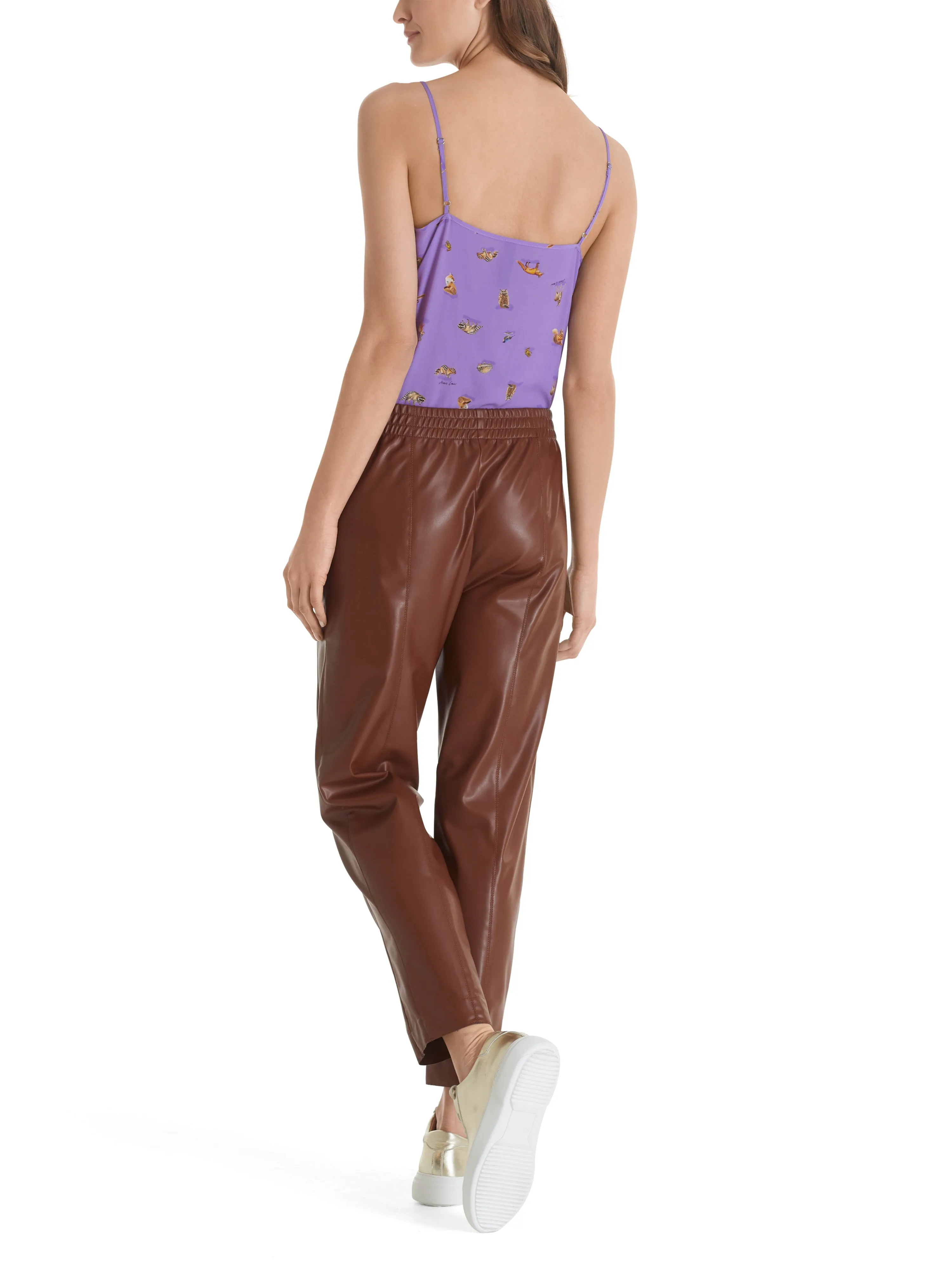 Casual Faux Nappa Leather Trousers