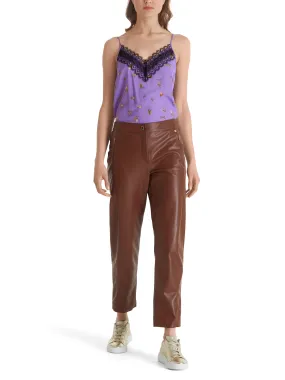 Casual Faux Nappa Leather Trousers