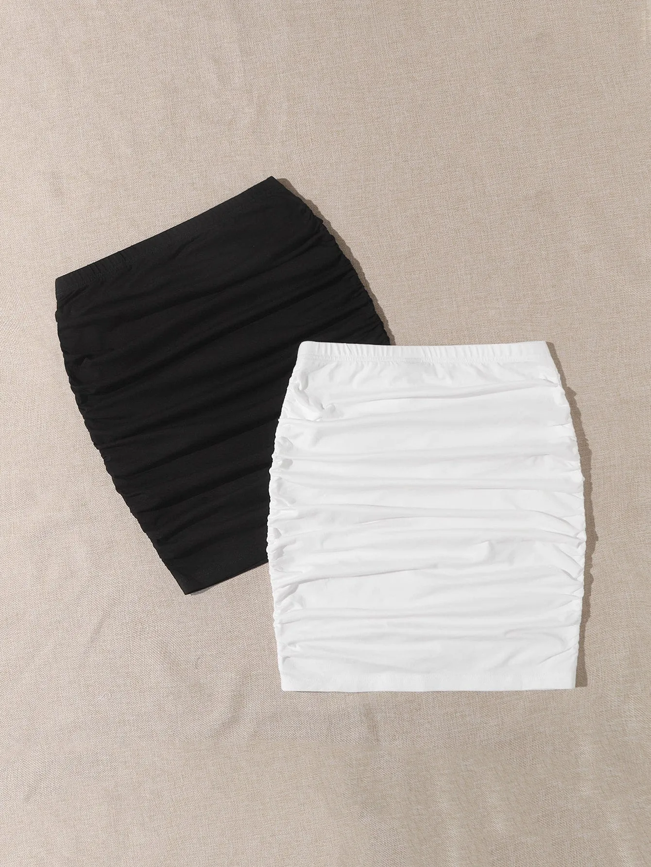 Casual Plain Ruched High Waist Mini Women Skirts