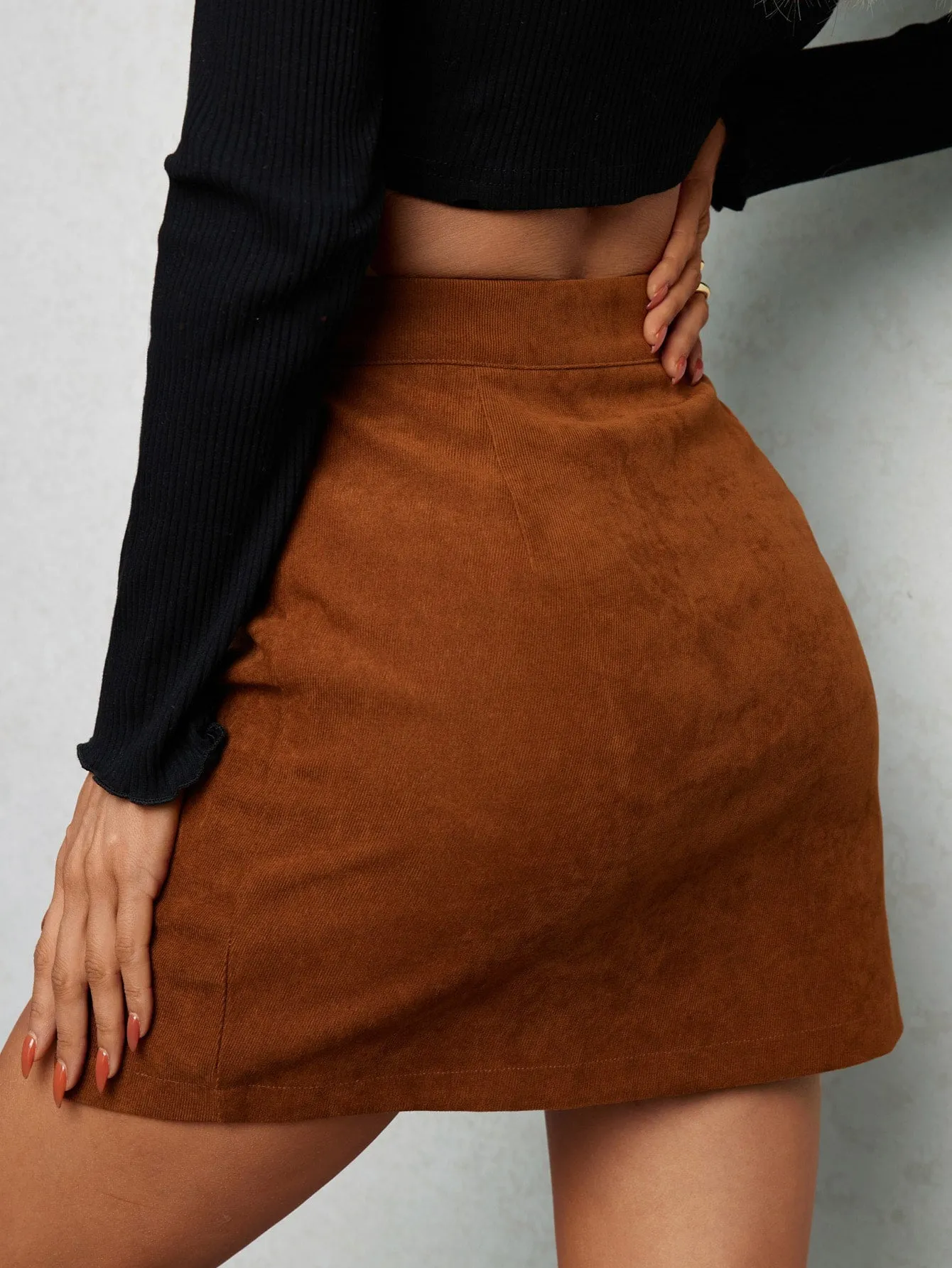 Casual Plain Zipper High Waist Short Women Skirts