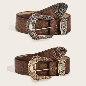 Casual Simple Style Printing Imitation Leather Alloy Women's Leather Belts