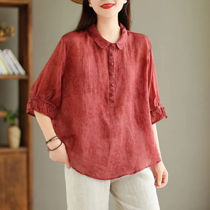 Cotton Linen Loose Shirt Top