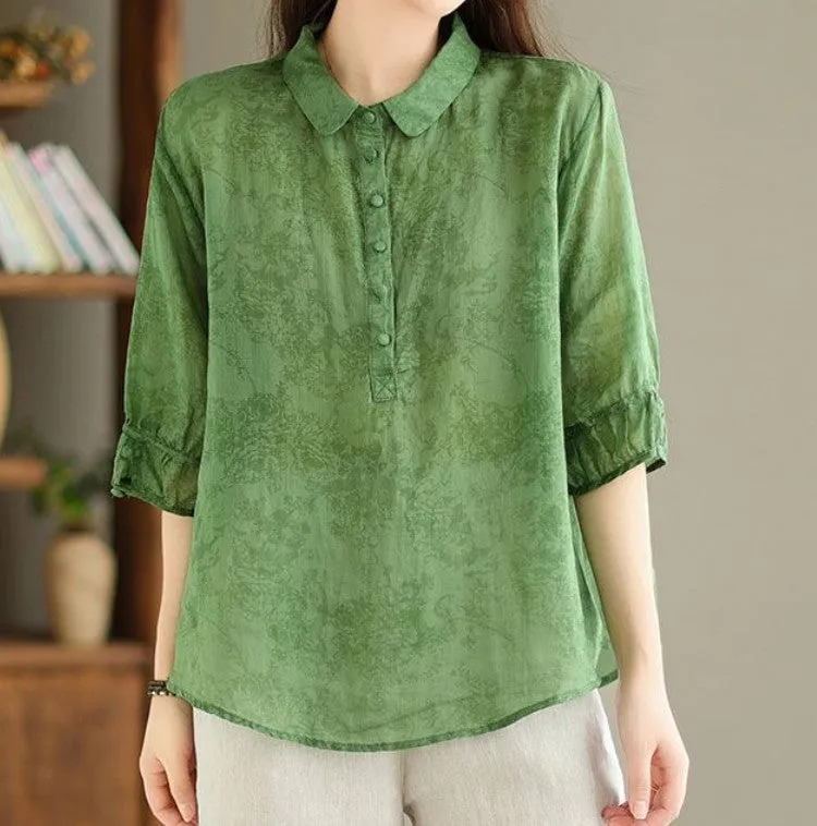 Cotton Linen Loose Shirt Top