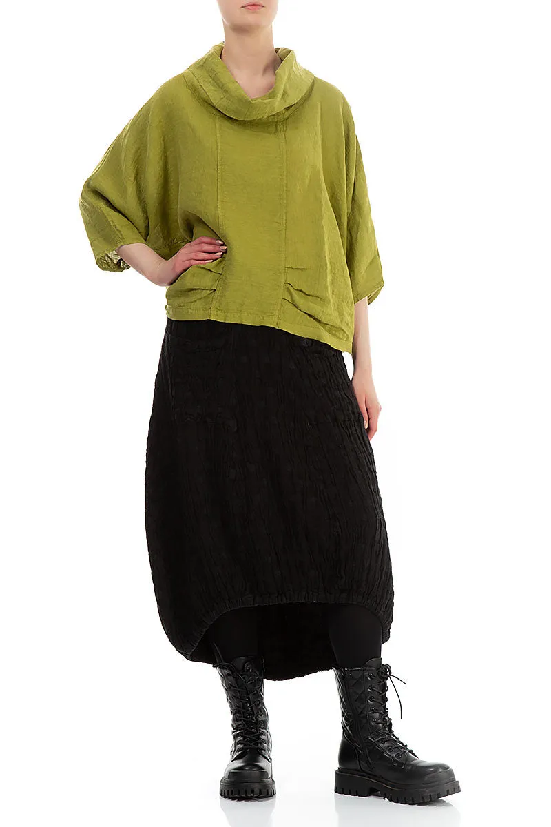 Cowl Neck Golden Lime Linen Blouse