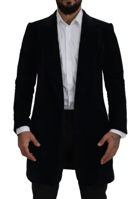 Dolce & Gabbana Black Cotton Cardigan Long Coat Men Jacket