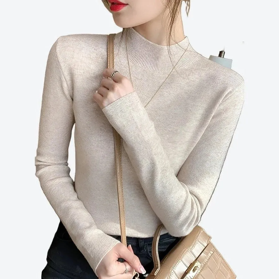 Elegant Fitted Ribbed Turtleneck Sweaters