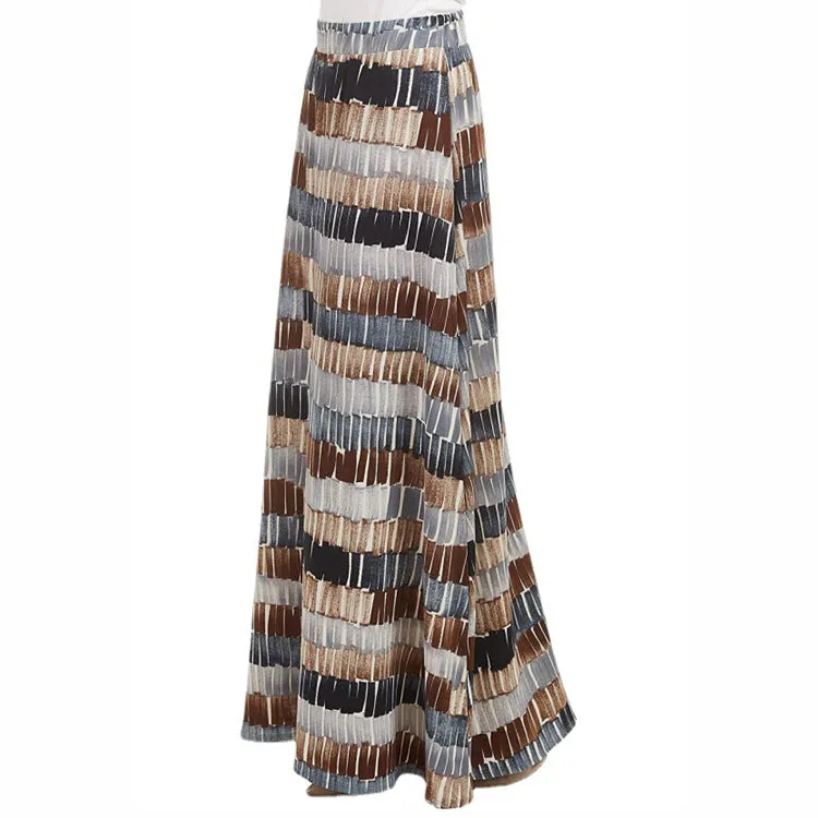 Ethnic Style Printed High Waist Long A-Line Dresses Wide Swing Wholesale Skirts Bohemian