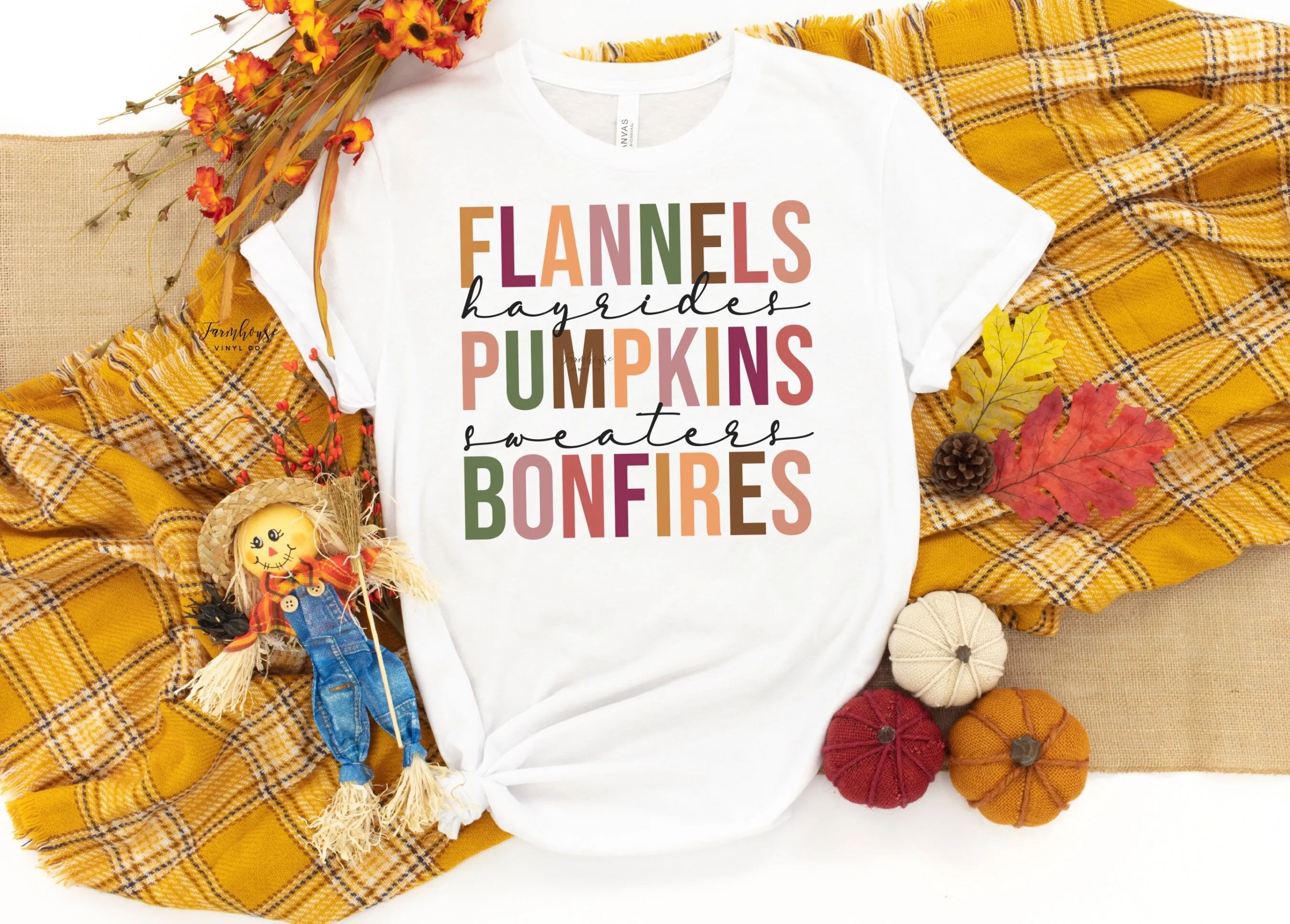 Flannels Hayrides Pumpkins Sweaters Bonfires Shirt