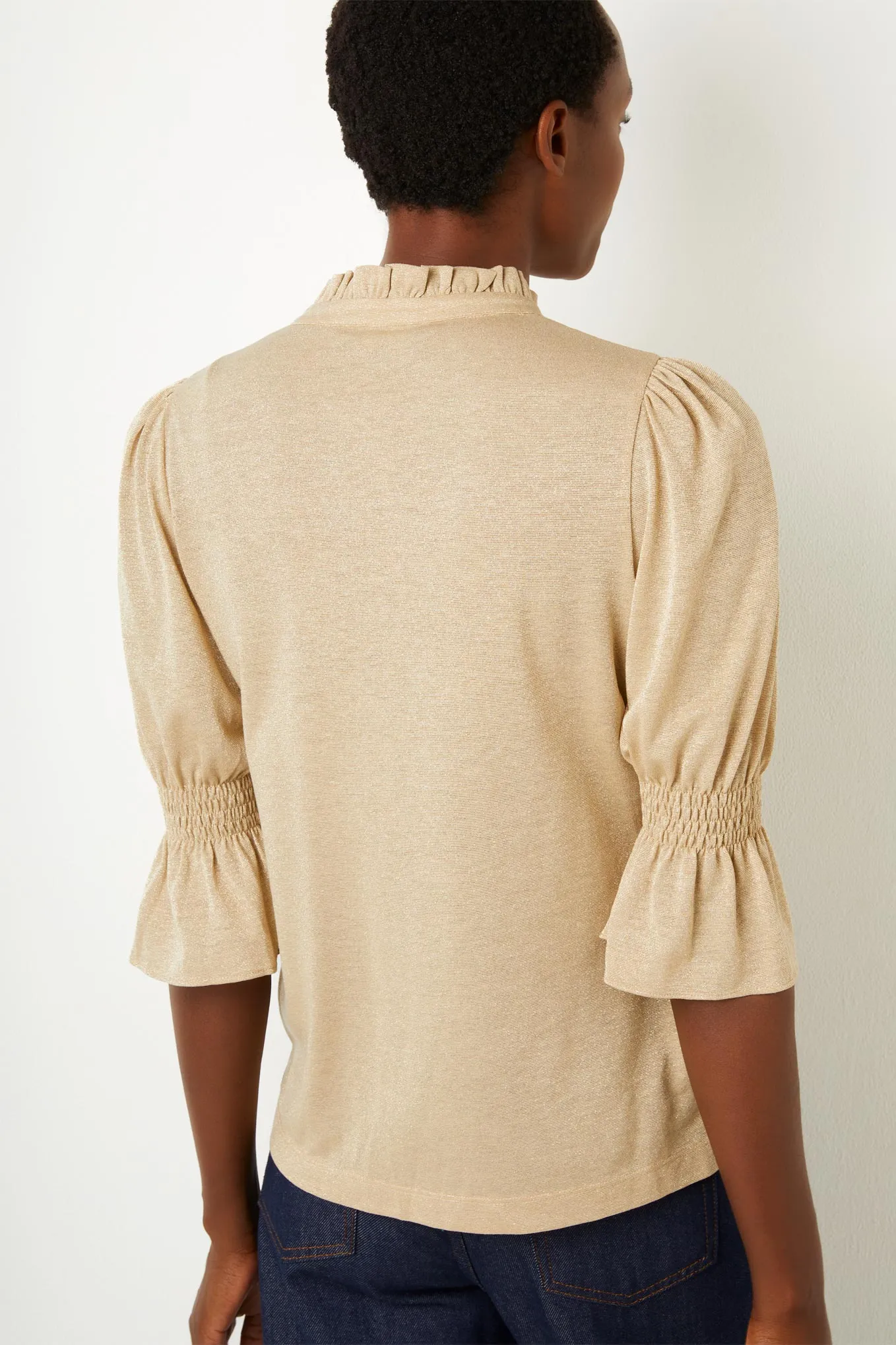 Flora Frill Jersey Top - Gold