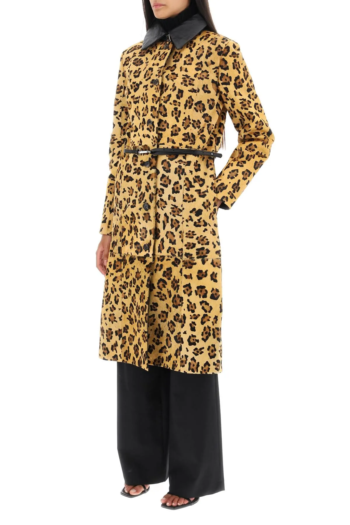 ginger' leopard motif ponyskin coat