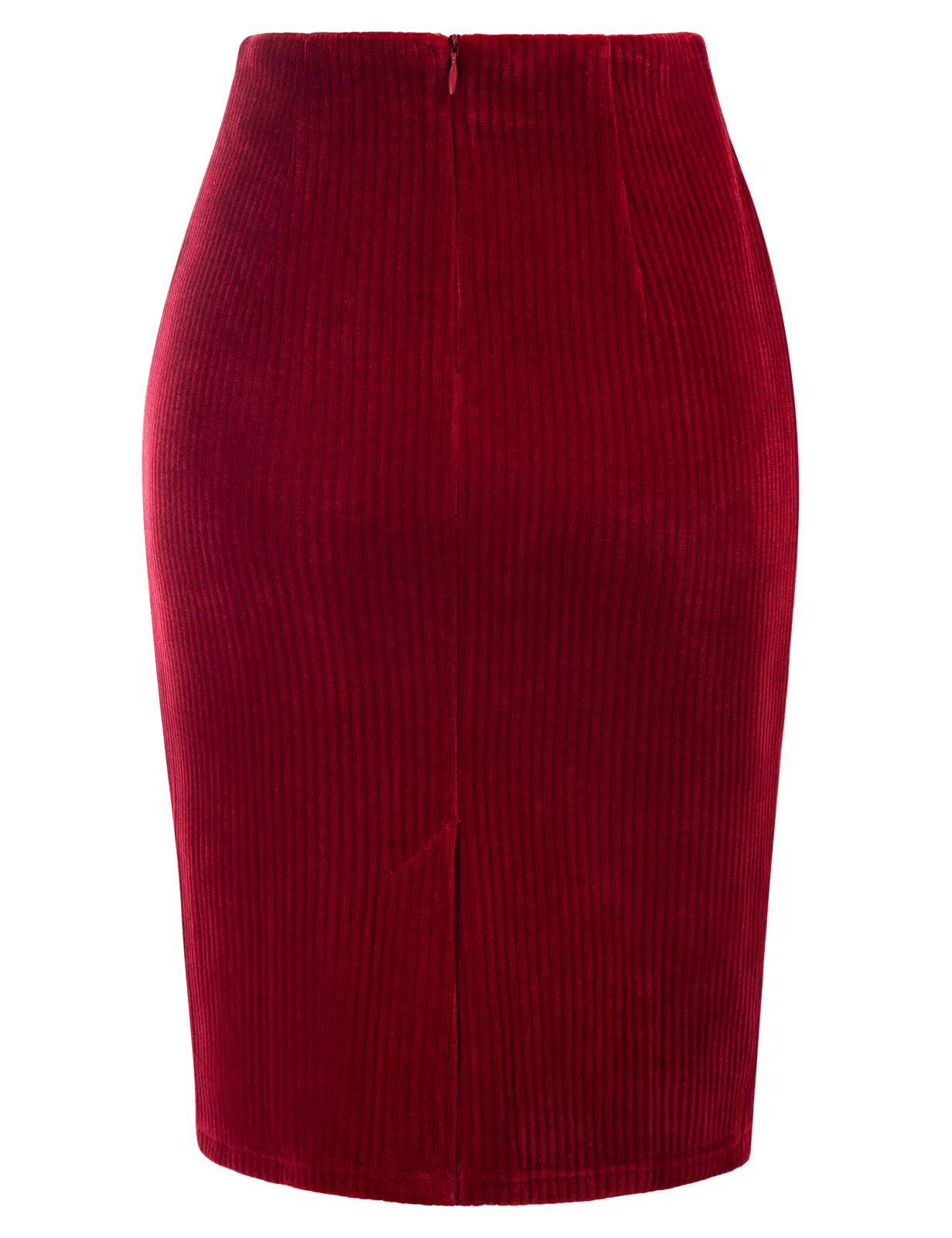 High Waist Chenille Skirt Knee Length Business Work Pencil Skirt