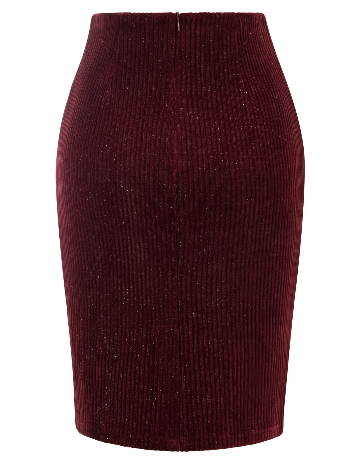 High Waist Chenille Skirt Knee Length Business Work Pencil Skirt