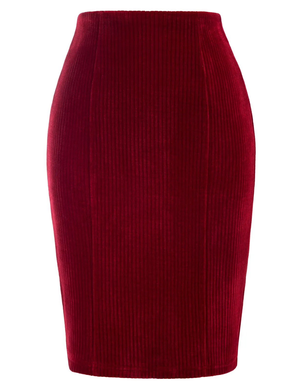 High Waist Chenille Skirt Knee Length Business Work Pencil Skirt