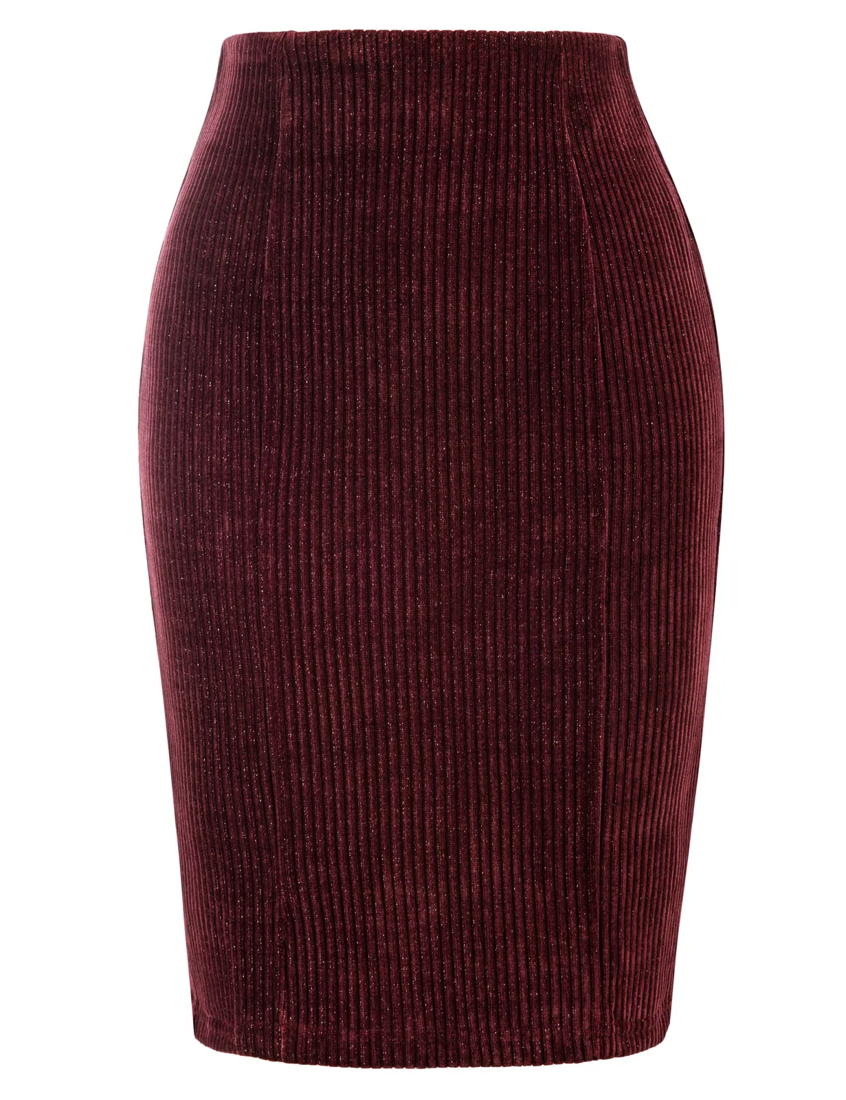 High Waist Chenille Skirt Knee Length Business Work Pencil Skirt