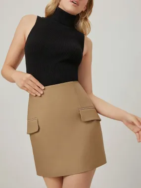 High Waist  Straight Mini Skirt