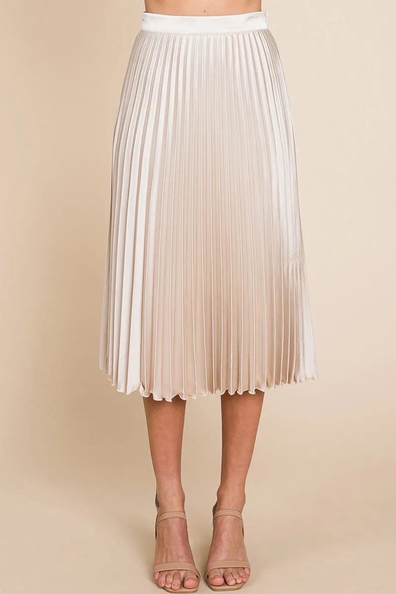 High Waisted Pleated Midi Skirt