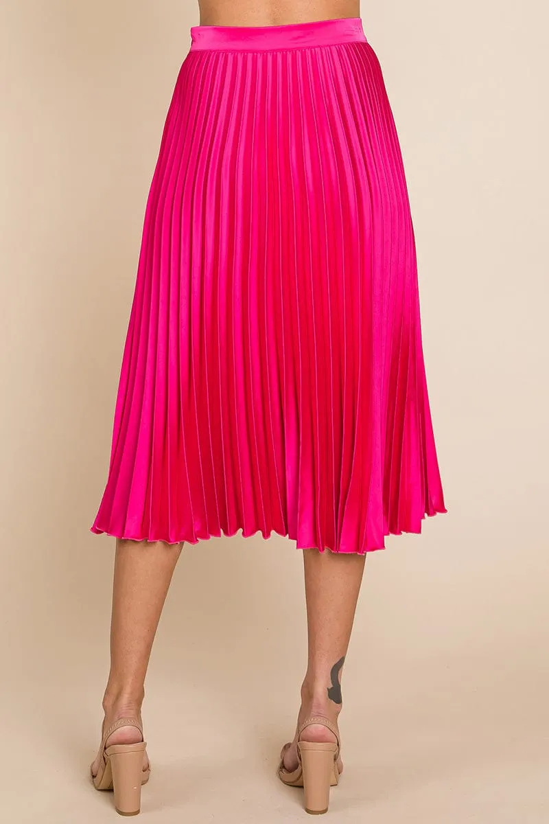 High Waisted Pleated Midi Skirt