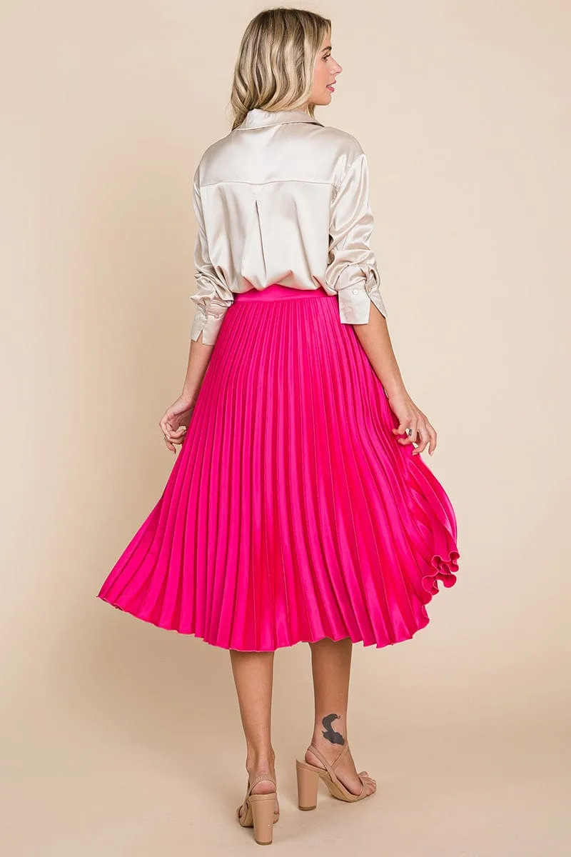 High Waisted Pleated Midi Skirt