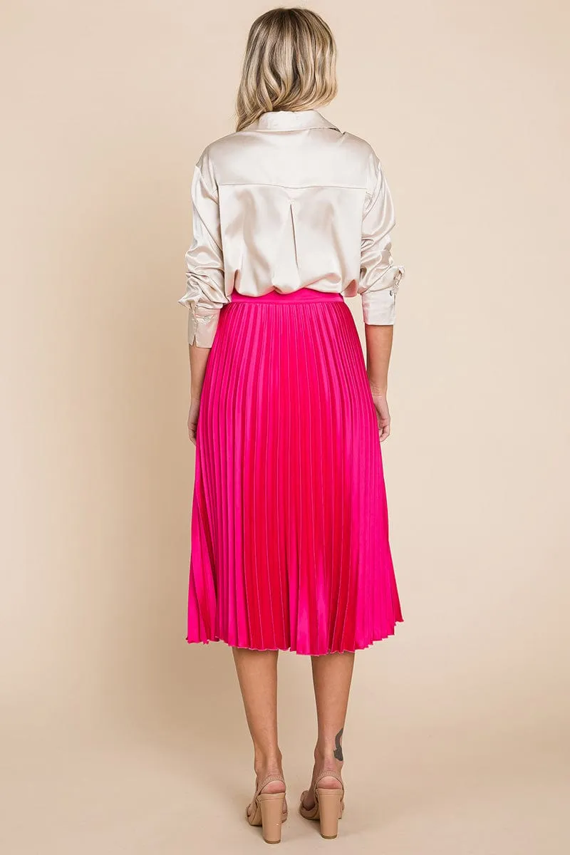 High Waisted Pleated Midi Skirt