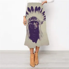 Indios Skirts Women Feather High waist skirts Graffiti Skirt Ladies