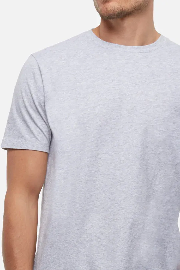 INDUSTRIE -  New Basic Crew Tee - Light Grey Marle