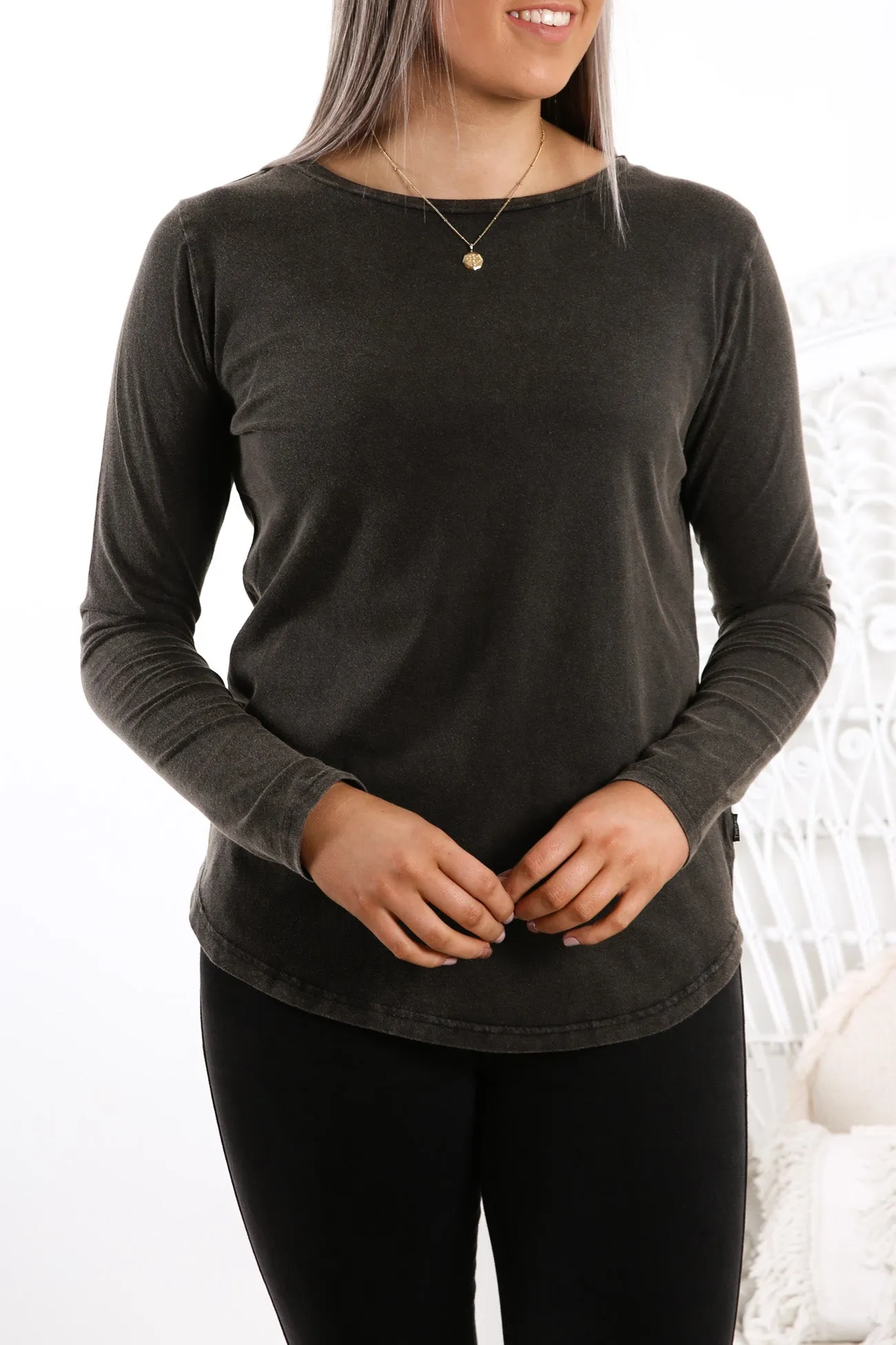 Kara Long Sleeve Tee Washed Black