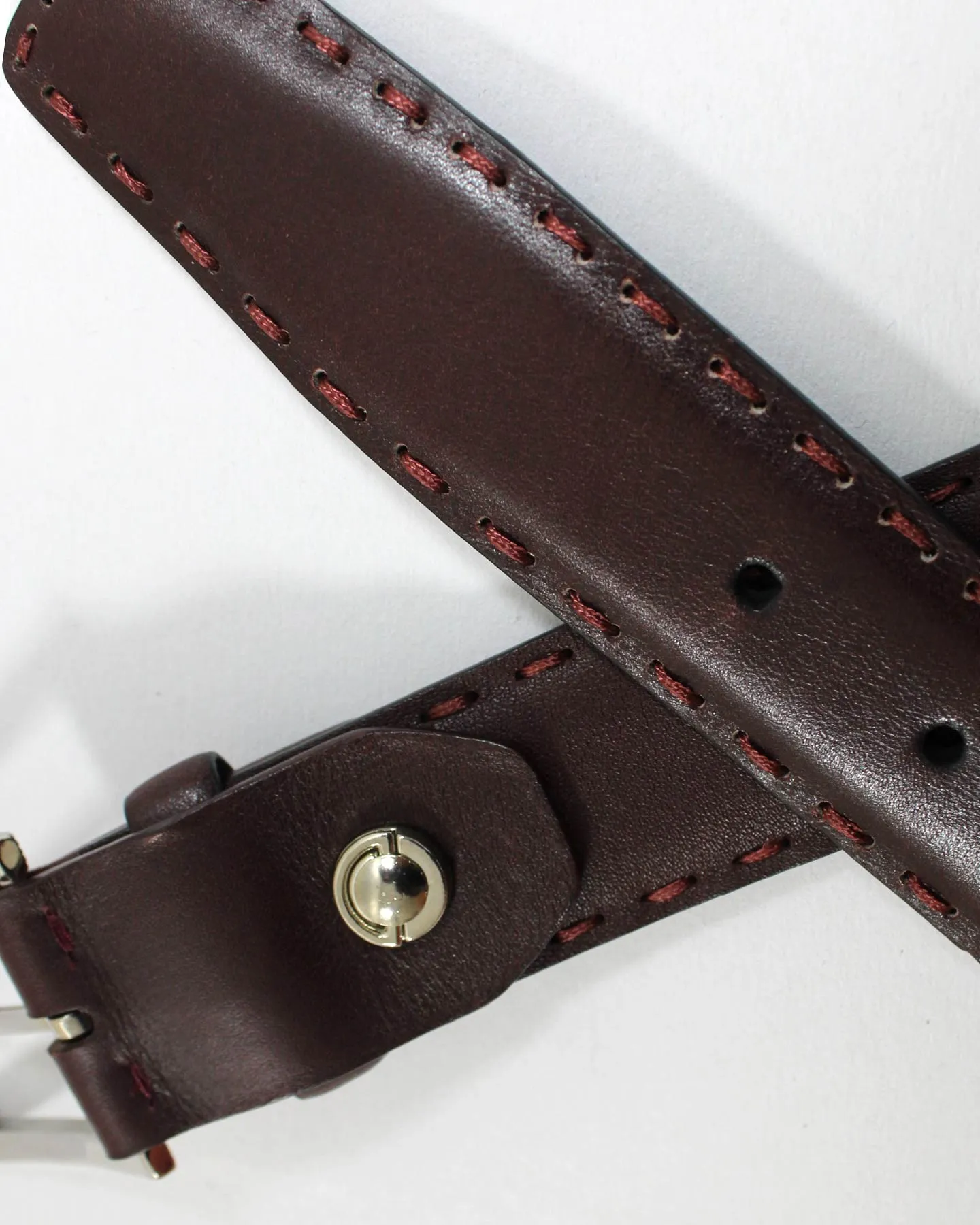 Kiton Belt Maroon Brown Smooth Leather Design - Resizable (Fits All sizes)