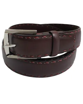 Kiton Belt Maroon Brown Smooth Leather Design - Resizable (Fits All sizes)