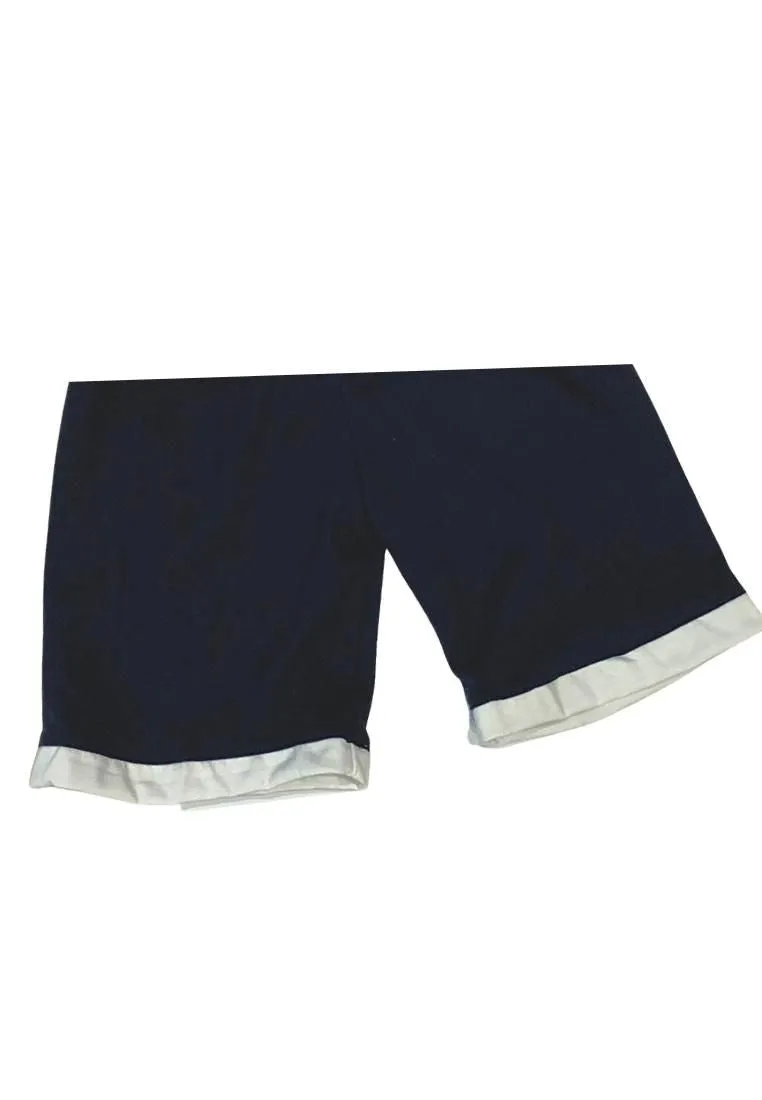 Landmark Muscle Set Cool Dude with Leaves Patch Pocket Print and Plain Shorts Navy Blue/White