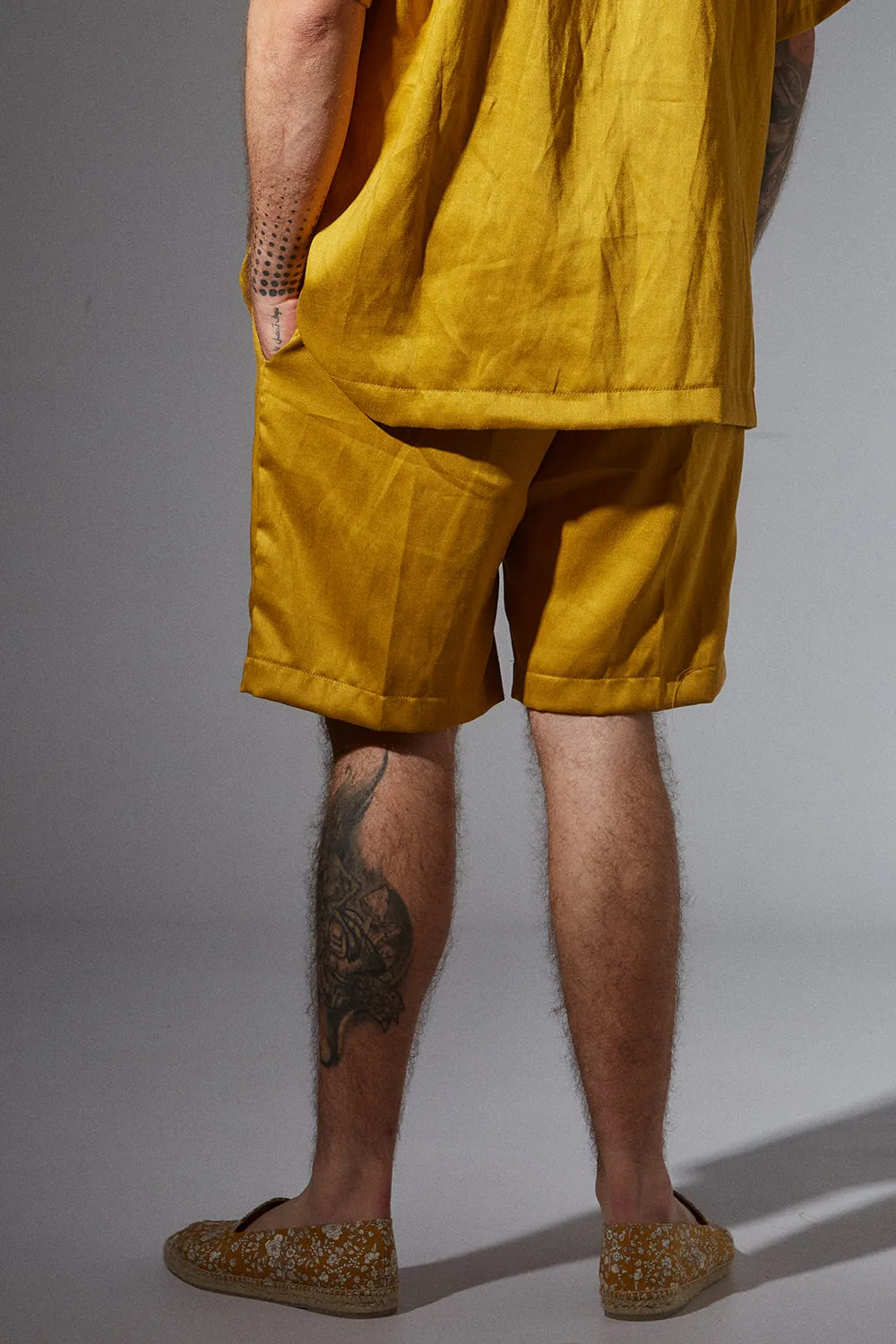 Linen blend shorts with tuck