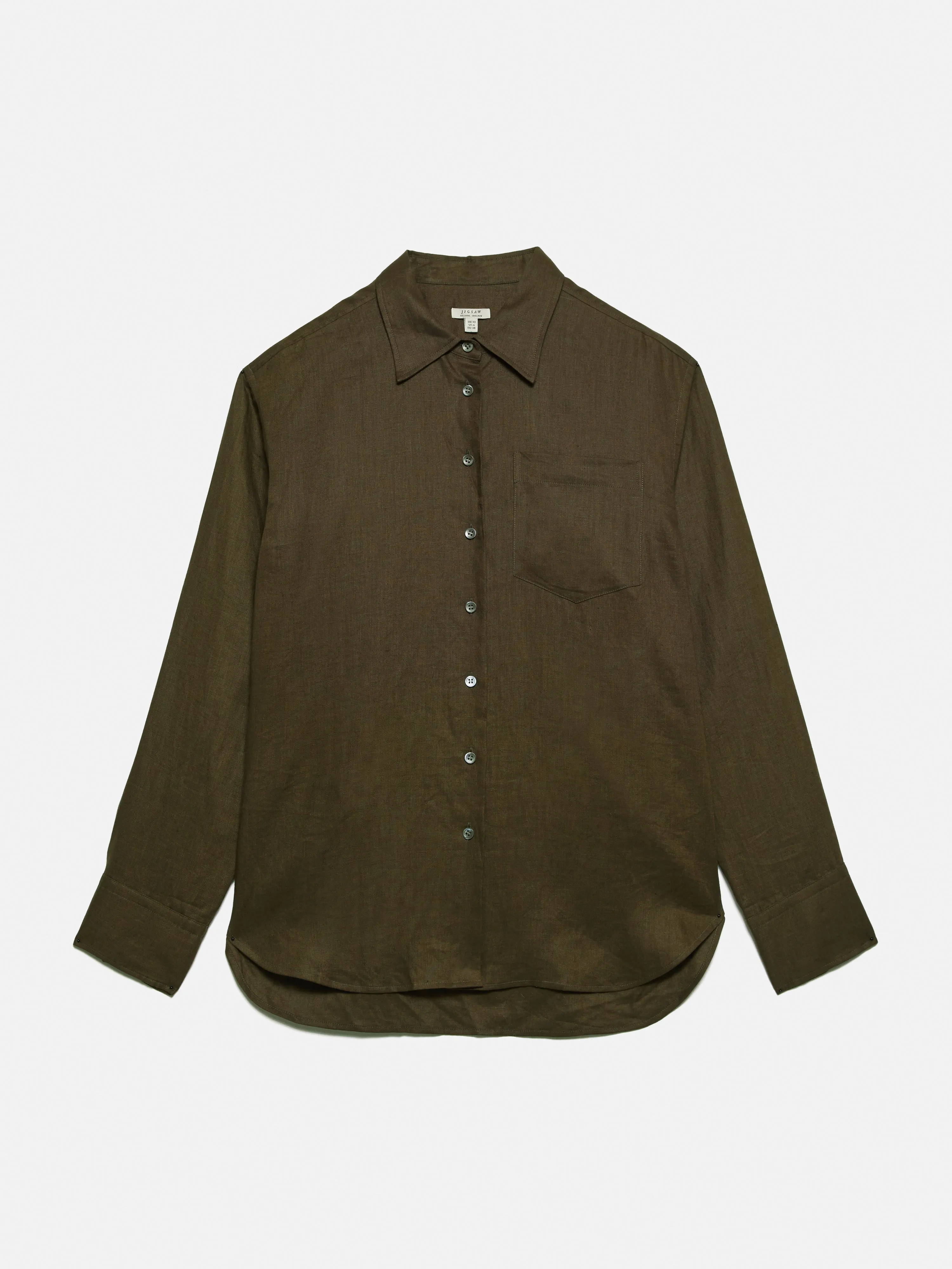 Linen Relaxed Shirt | Dark Green