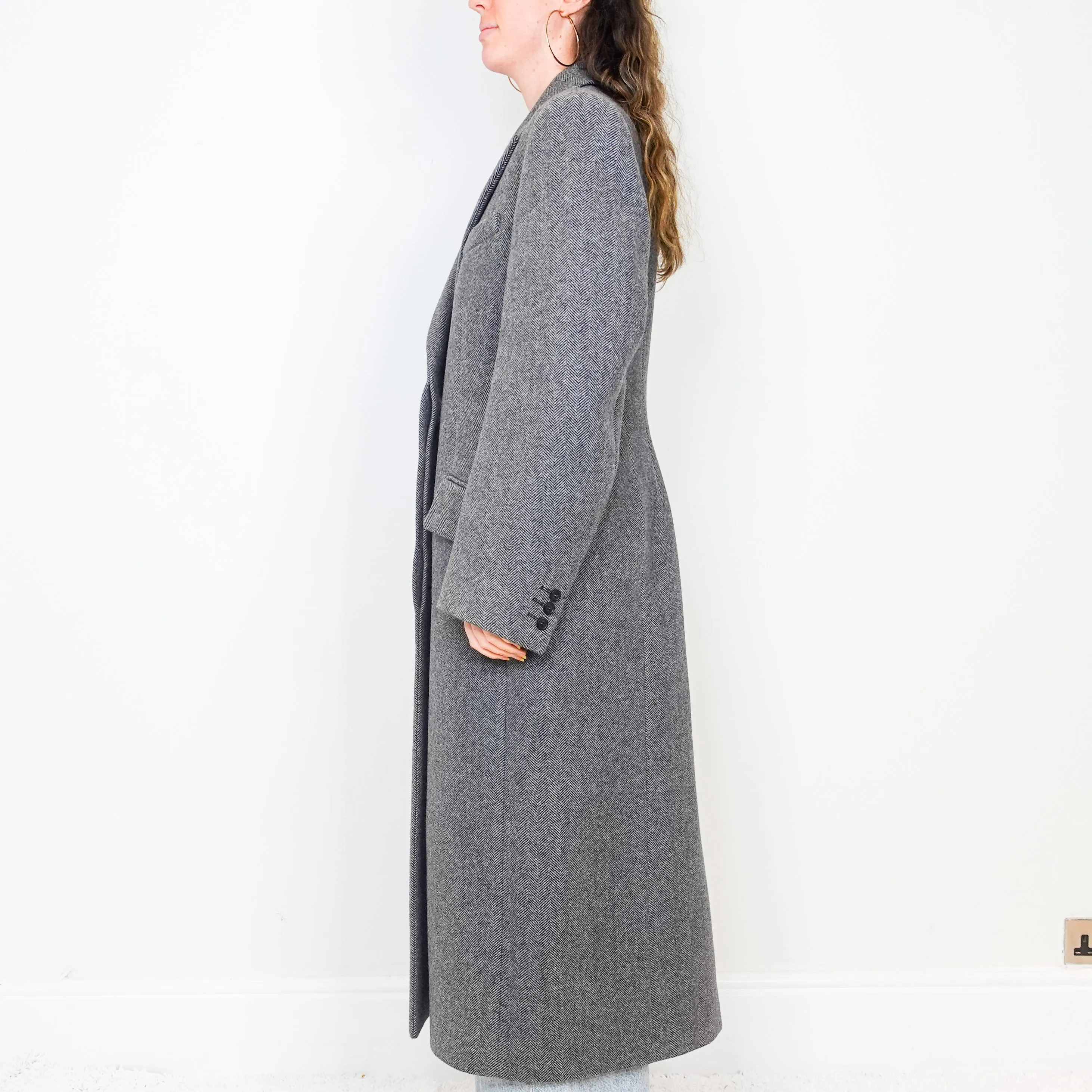 Long line herringbone coat RRP £1.2K