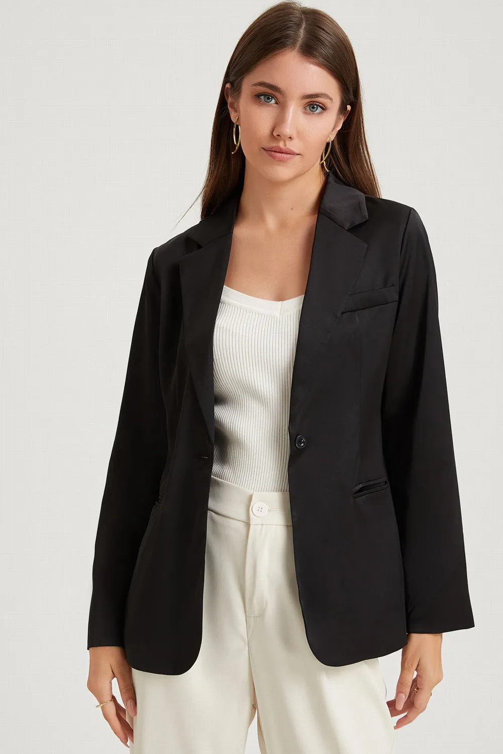 Long Sleeve Lapel Collar Blazer