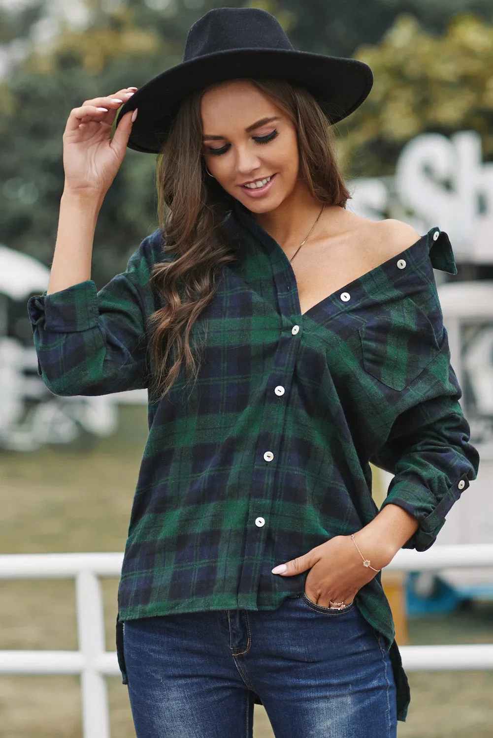 Loose Fit Boyfriend Style Plaid Shirt