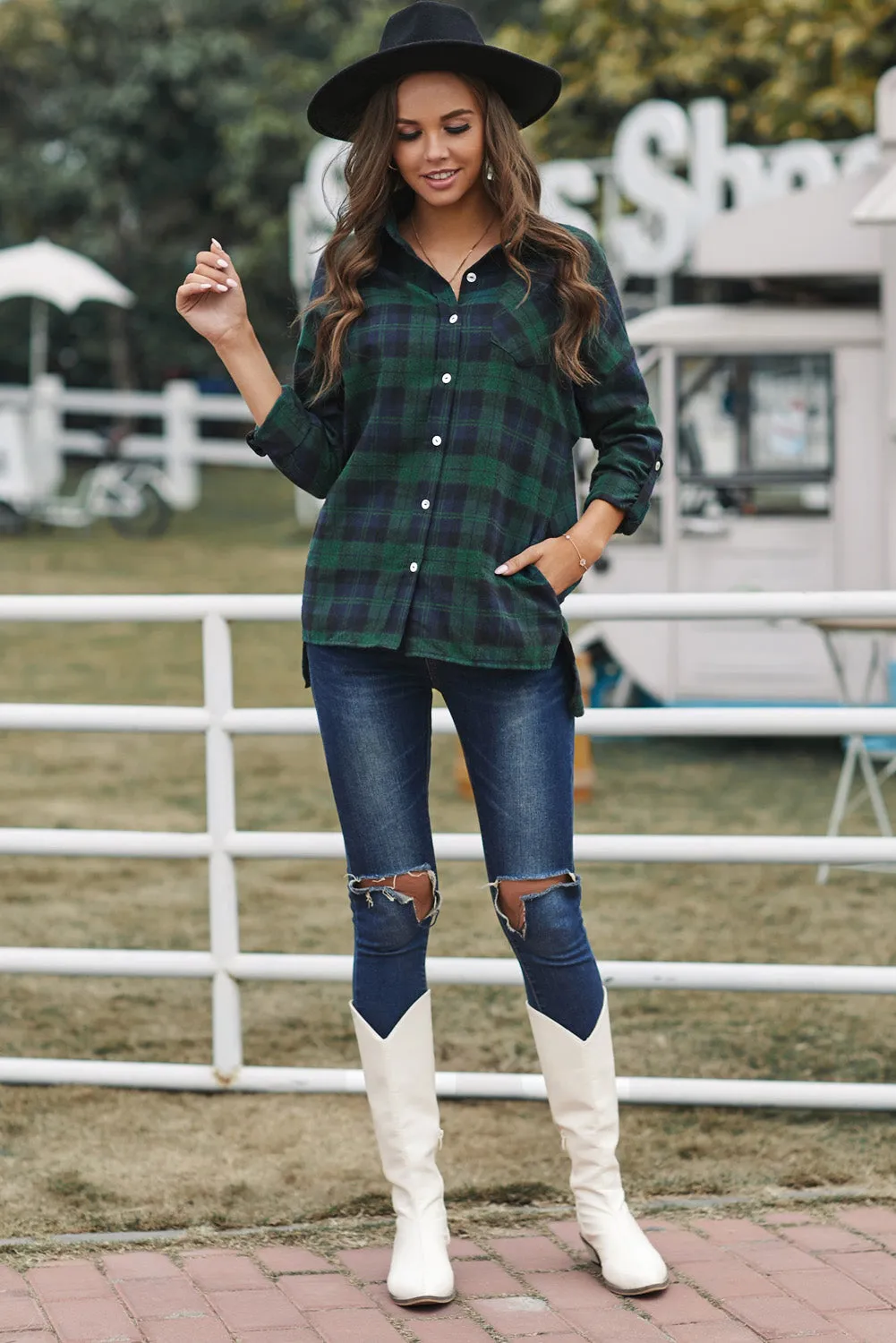 Loose Fit Boyfriend Style Plaid Shirt