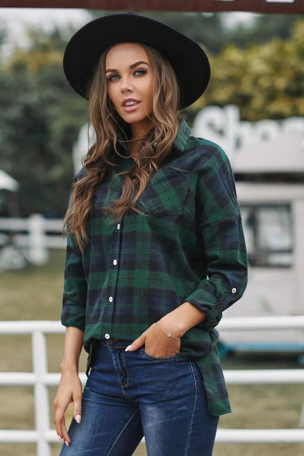 Loose Fit Boyfriend Style Plaid Shirt