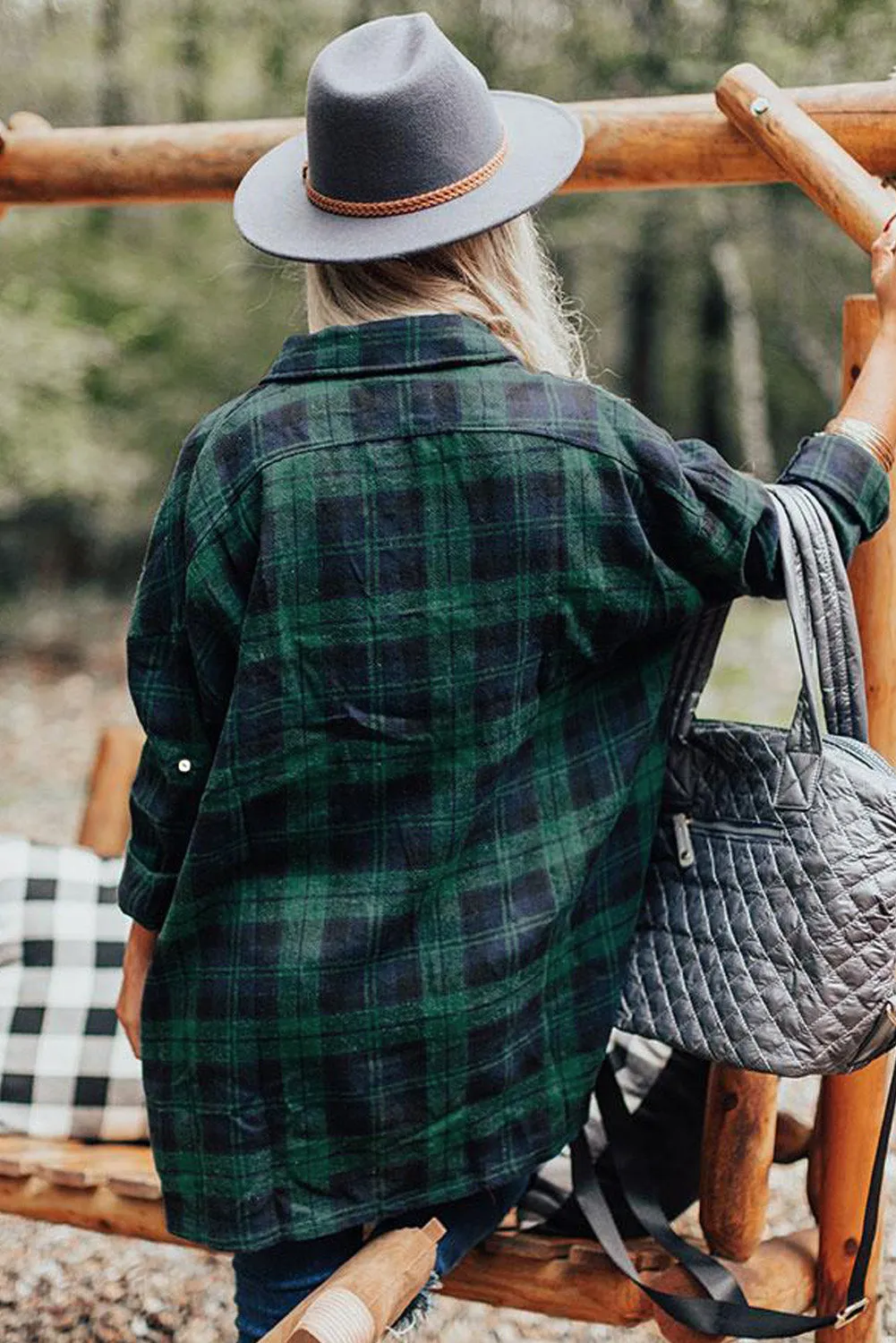 Loose Fit Boyfriend Style Plaid Shirt