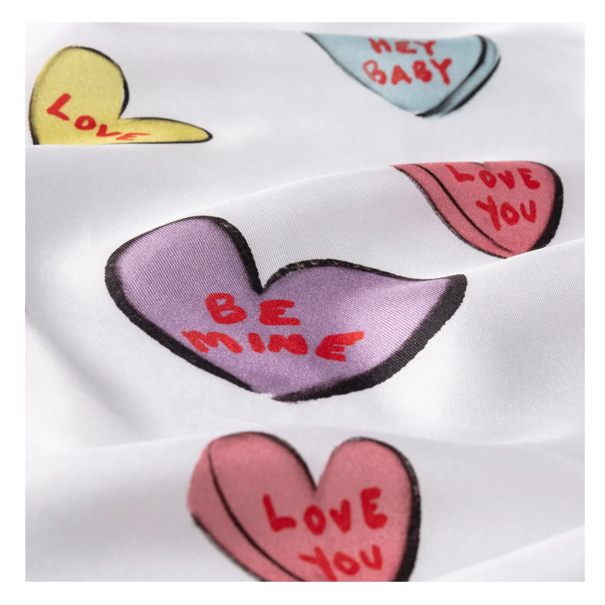 Love Hearts True Love 90x90 100% Silk Scarf