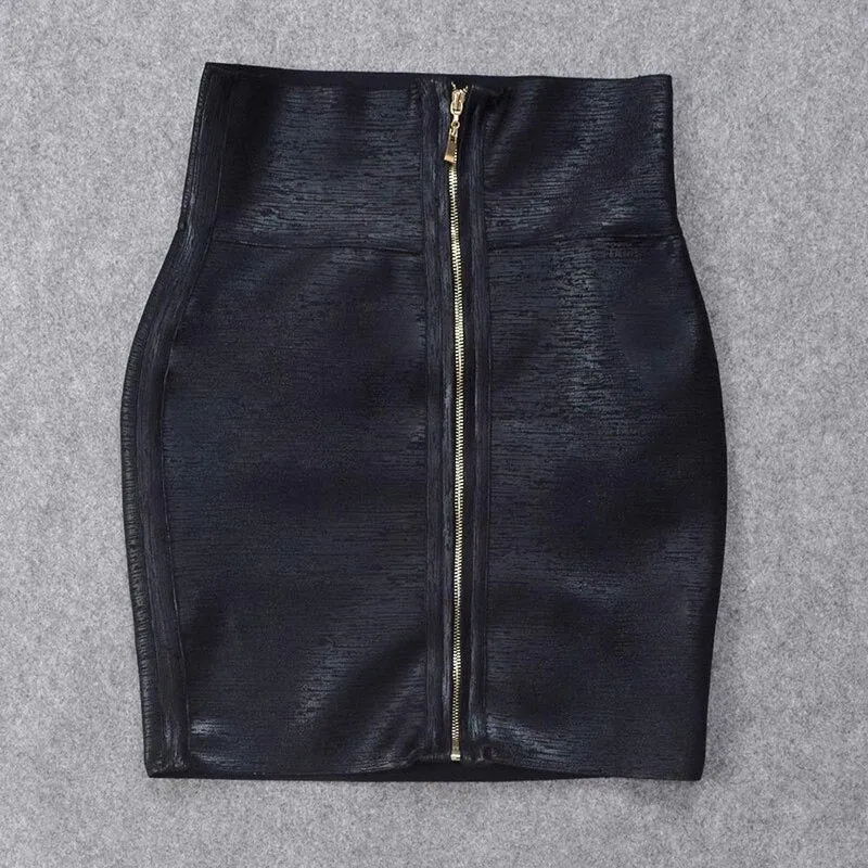 Luxurious and Glitzy Metallic High Waist Bodycon Mini Skirts