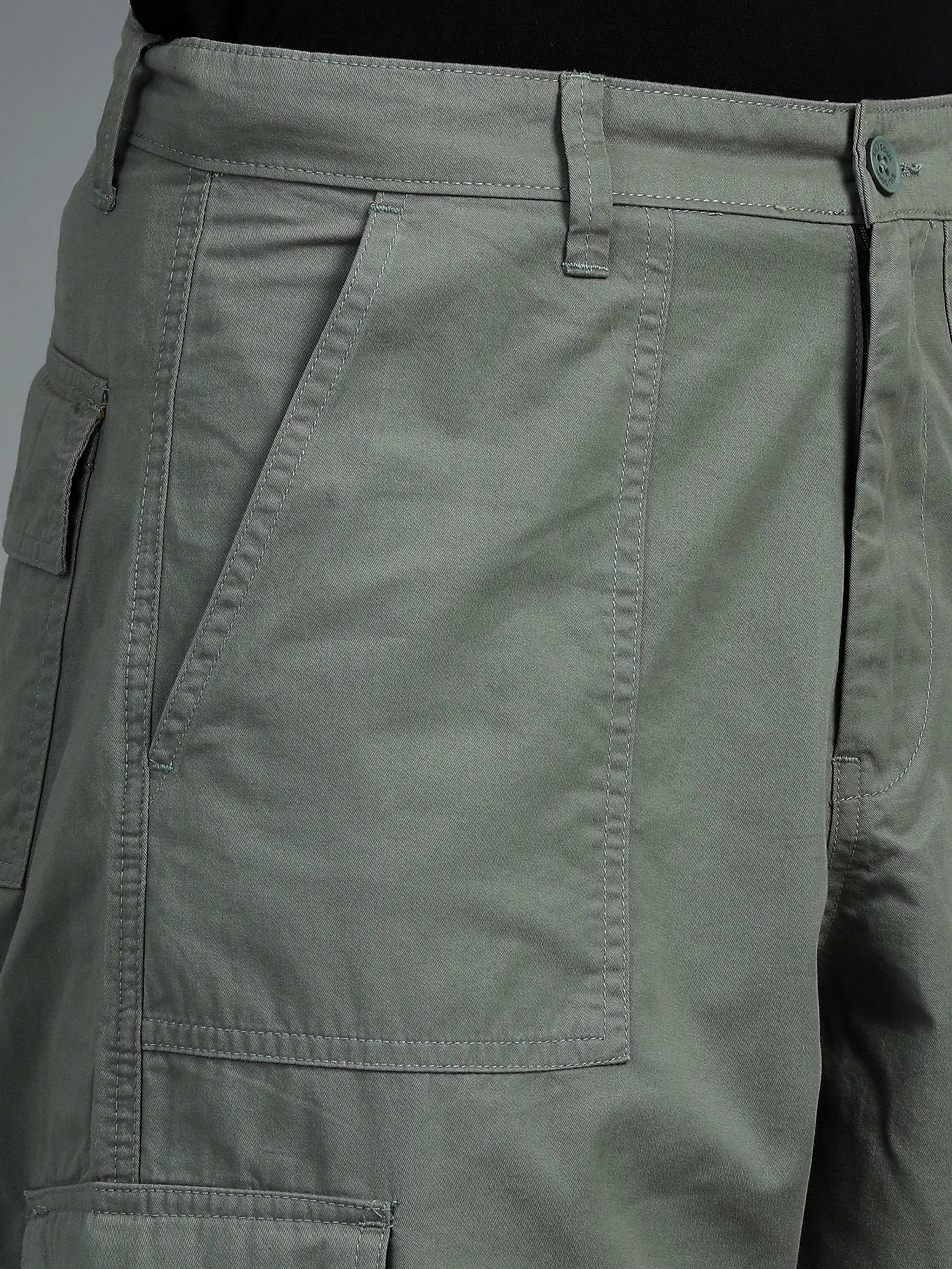 Men 2 Cotton Relaxed Fit Cargo Trousers, Brown Moss Green