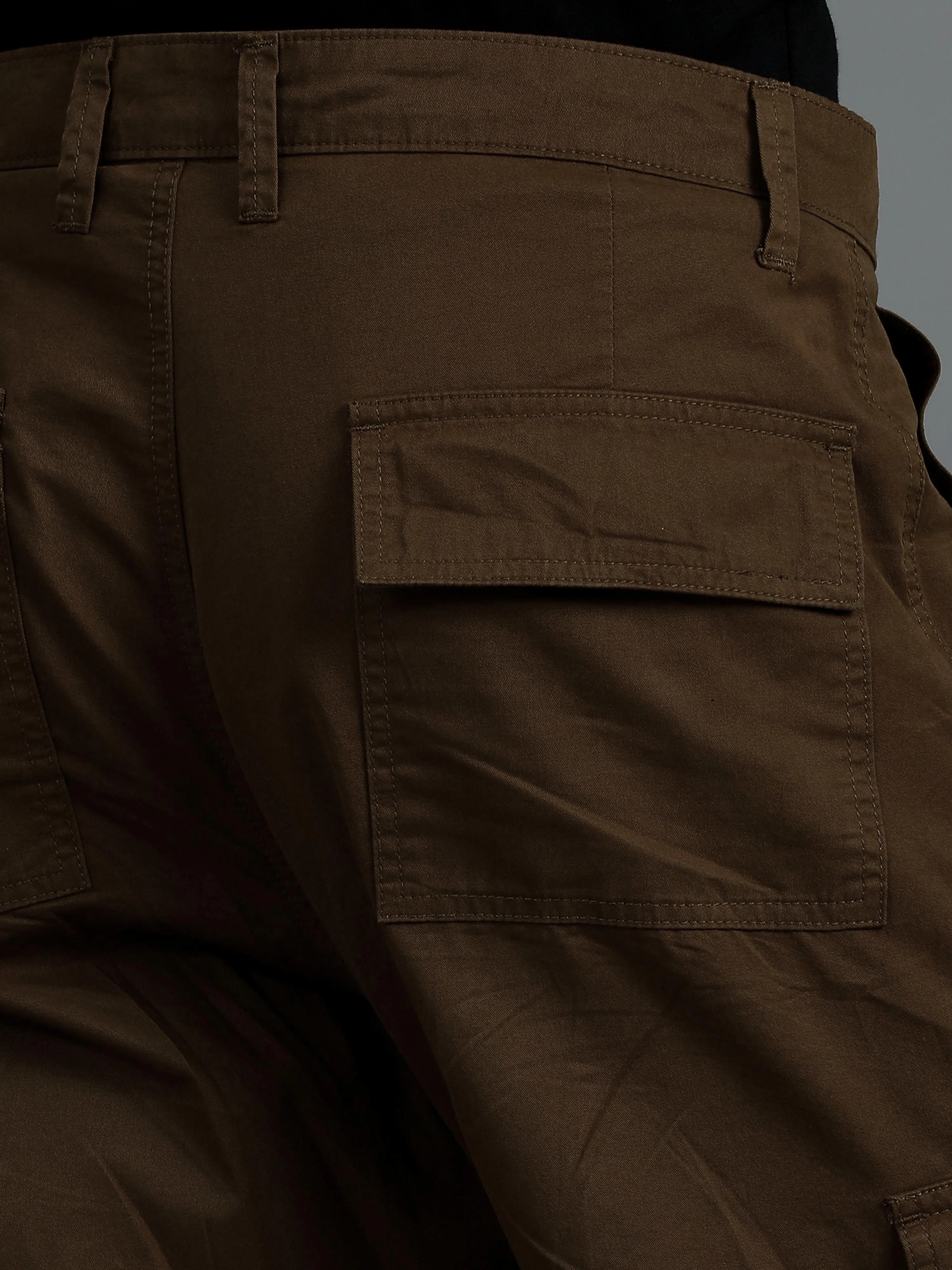 Men 2 Cotton Relaxed Fit Cargo Trousers, Brown Moss Green